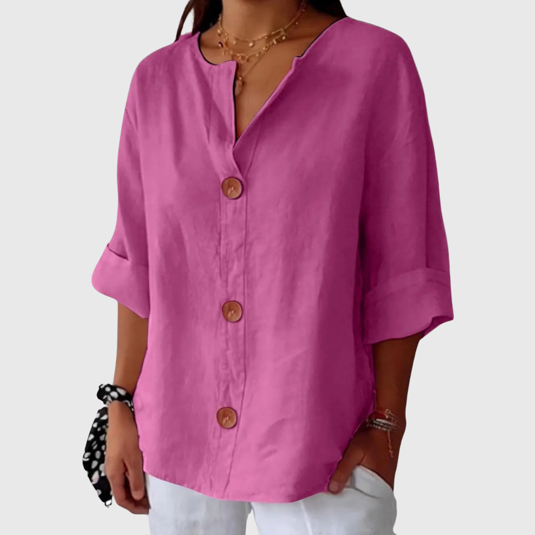 Natasha™ Avslappet Elegant Bluse — Rosa