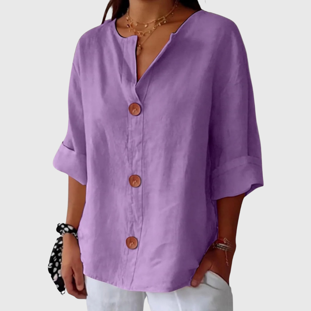 Natasha™ Avslappet Elegant Bluse — Lilla