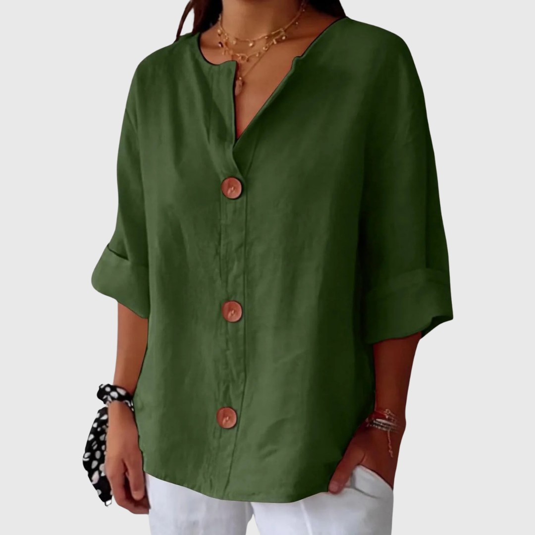 Natasha™ Avslappet Elegant Bluse — Grønn