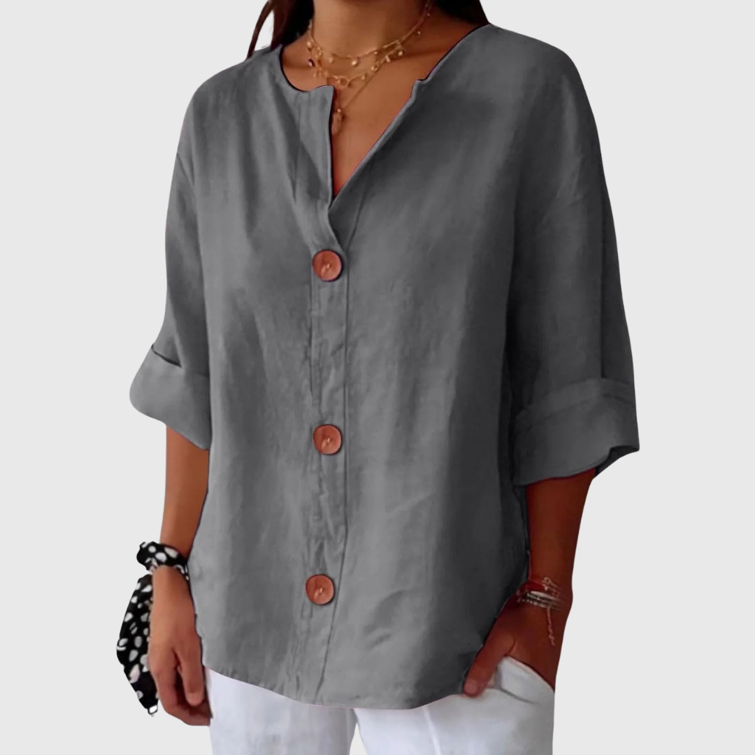 Natasha™ Avslappet Elegant Bluse — Grå