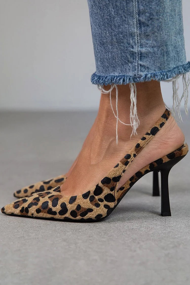 LEOPARD SLINGBACK HÆLER