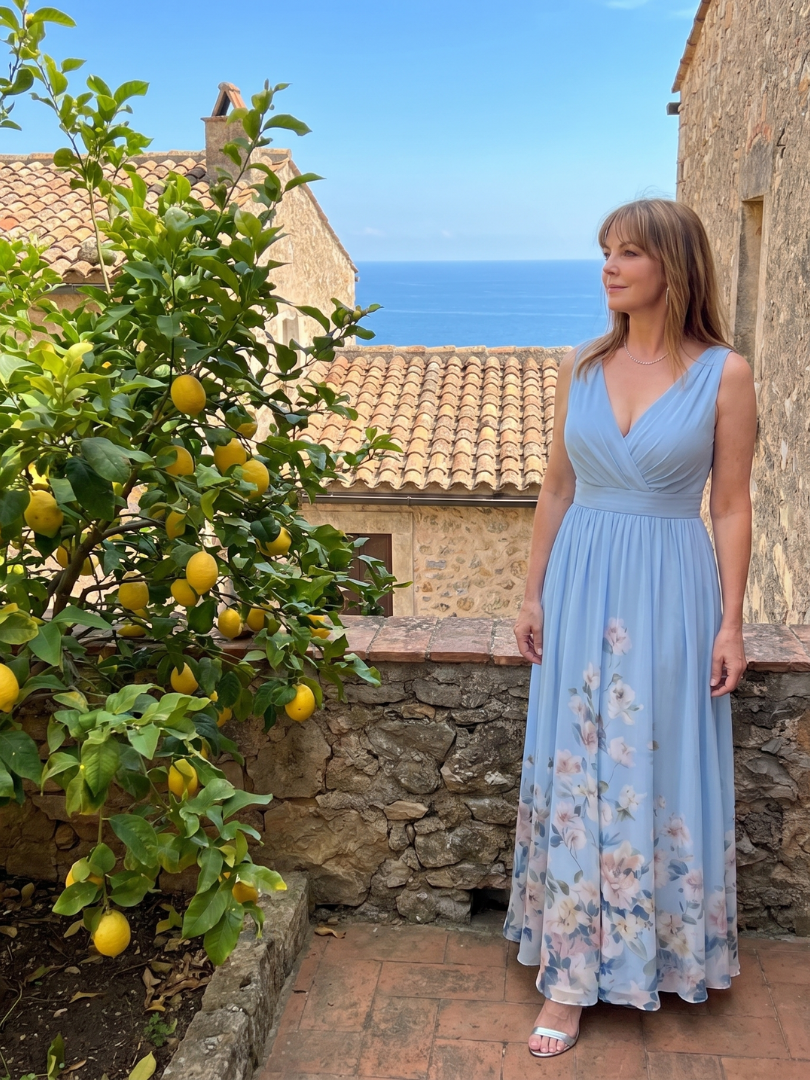 CLARISSA | ELEGANT MIDIKJOLE MED V-HALS