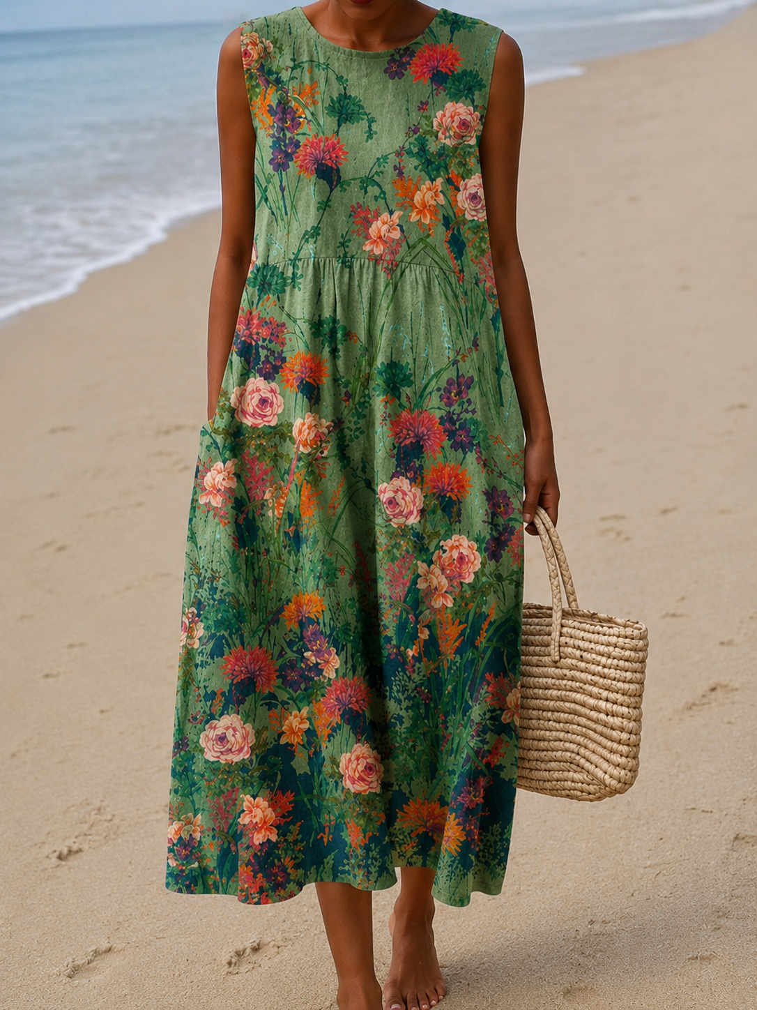 SAVANNAH™ | SKULDERLØS PRINTED MIDI SOMMER
