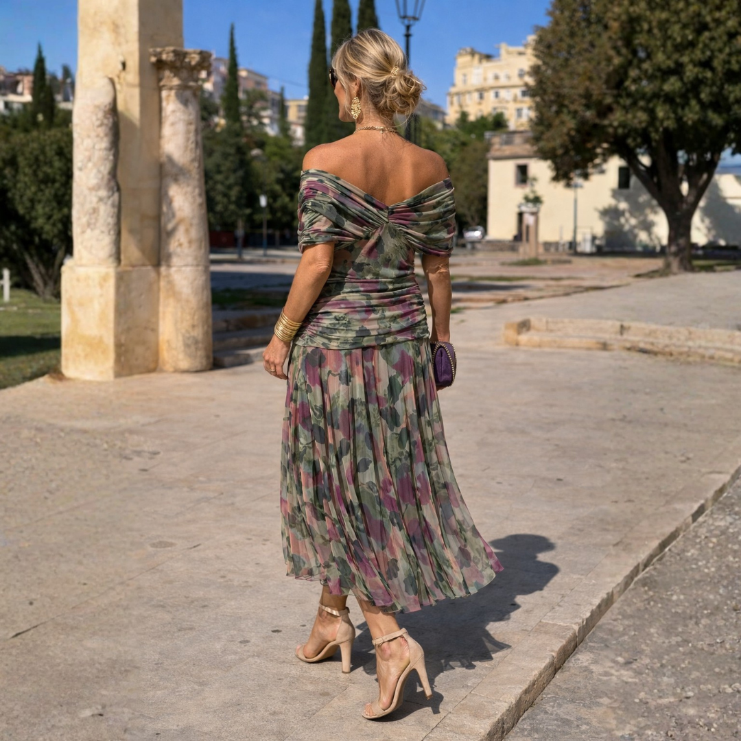 ROSSANA | MAXIKJOLE MED OFF-SHOULDER-DESIGN