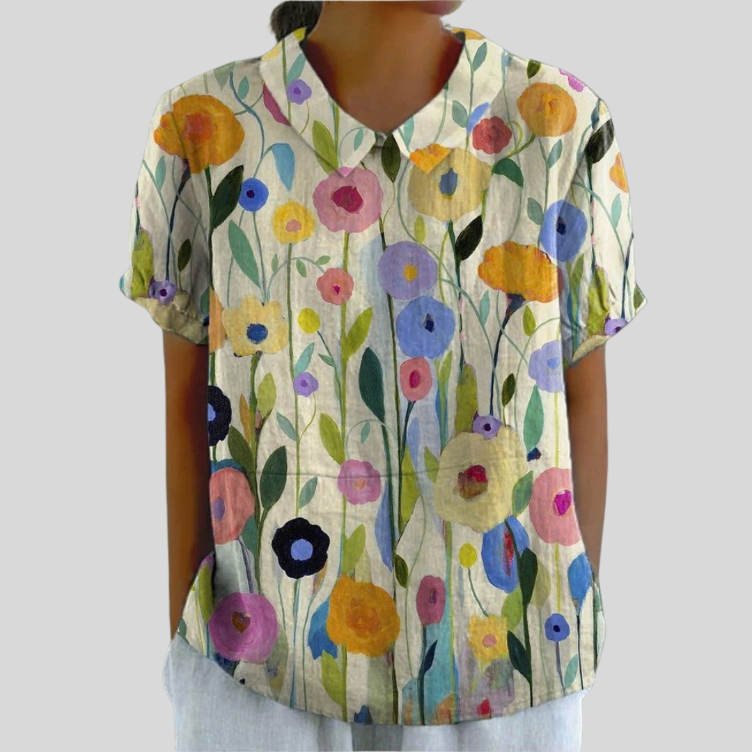 SOLÈNE™ | GRAFISK BLOMSTER BLUSE