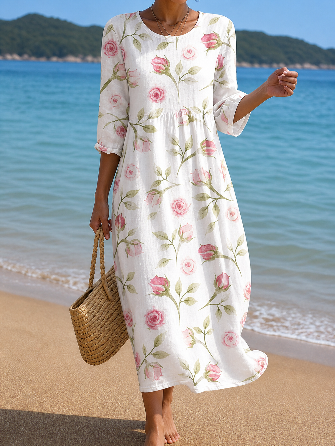 ANNABETH™ | AVSLAPPET BLOMSTERPRINT STRANDKJOLE