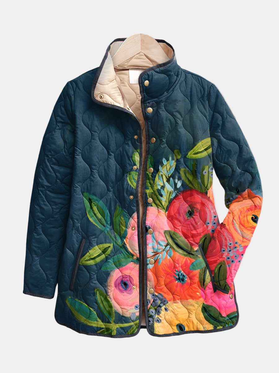 AMAYA™ | QUILTET JAKKE MED BLOMSTERTRYKK