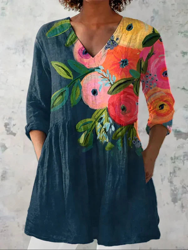 KARA CLASSIC™ | LANG BLUSE MED V-HALS
