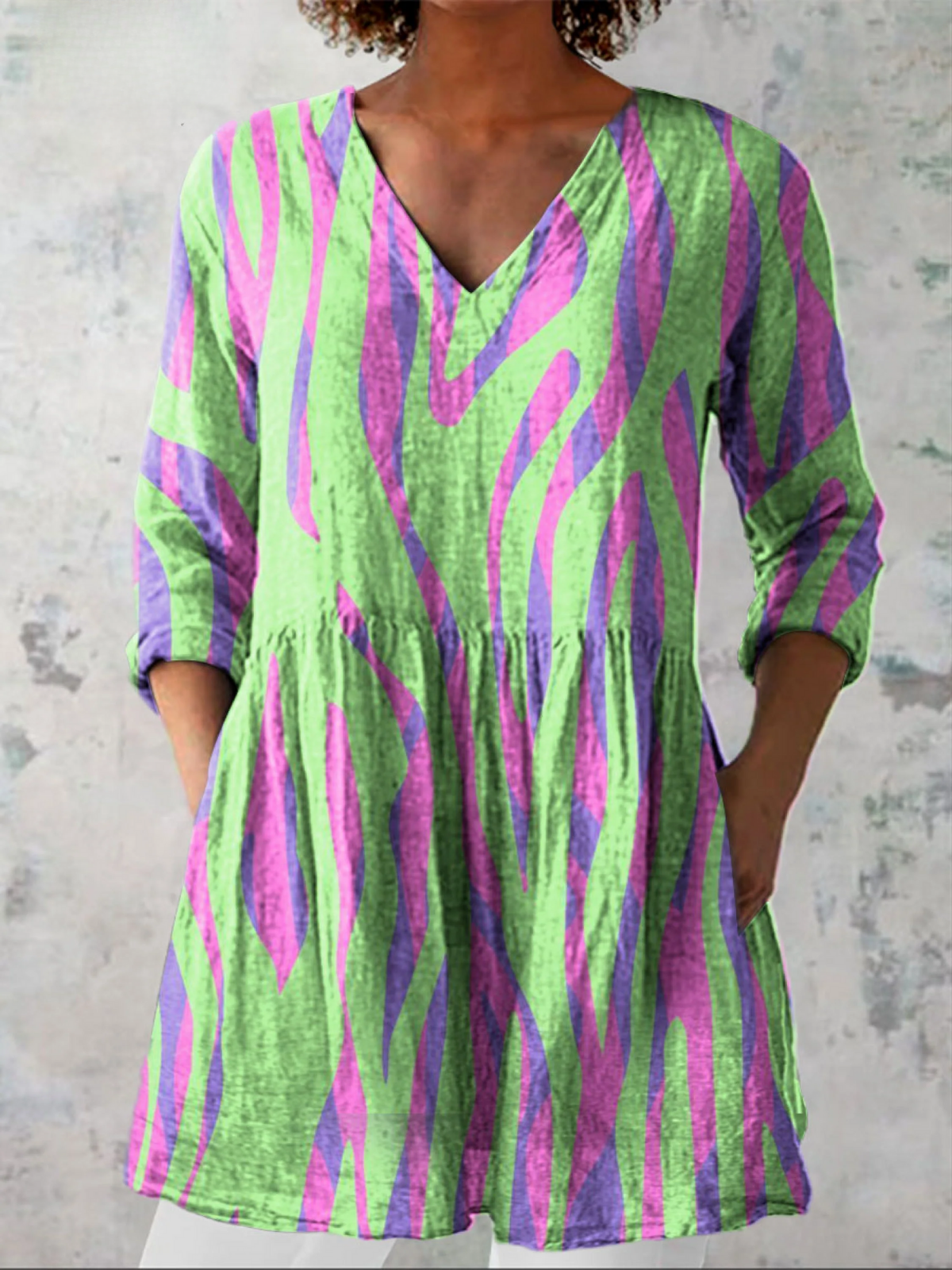 OCÉANE™ | LANG BLUSE MED V-HALS