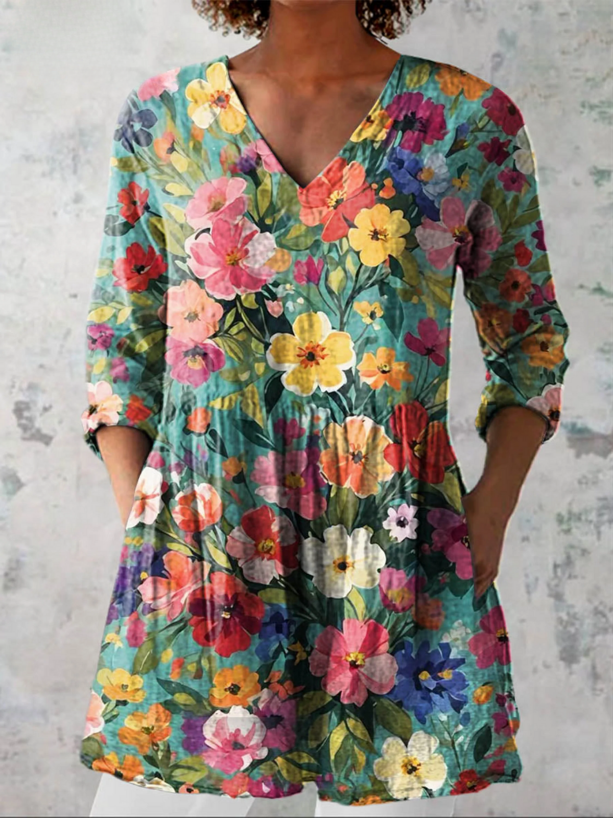 INES™ | LANG BLUSE MED V-HALS