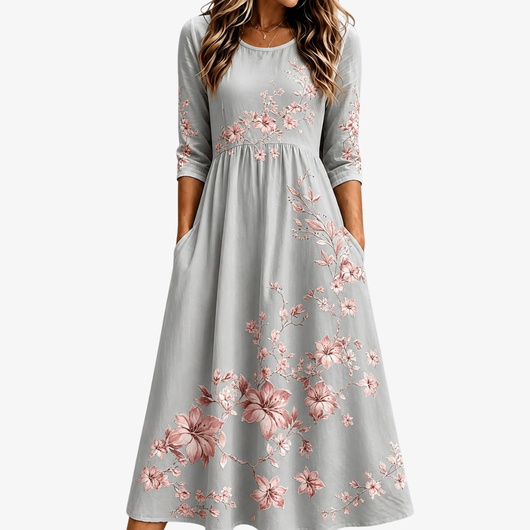 SILVER BLOSSOM RETREAT™ | SØLV BLOMST RETREAT MIDI-KJOLE