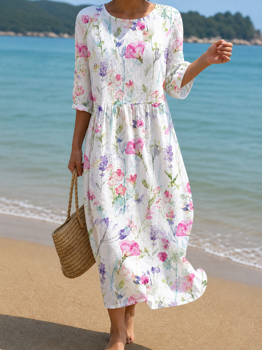 GEORGIA™ | AVSLAPPET BLOMSTERPRINT STRANDKJOLE