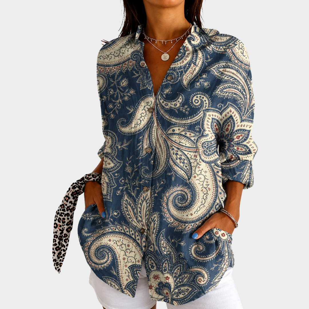 ZOE™ | FARGERIK MØNSTRET BLUSE
