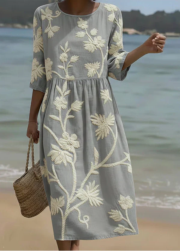 ASHLEY™ | PLANTE BLOMSTER PRINT MIDI STRAND KJOLE