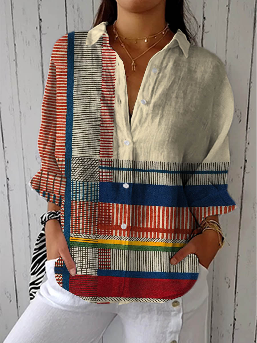 CATHERINE™ | STRIPE PATCHWORK BLUSE