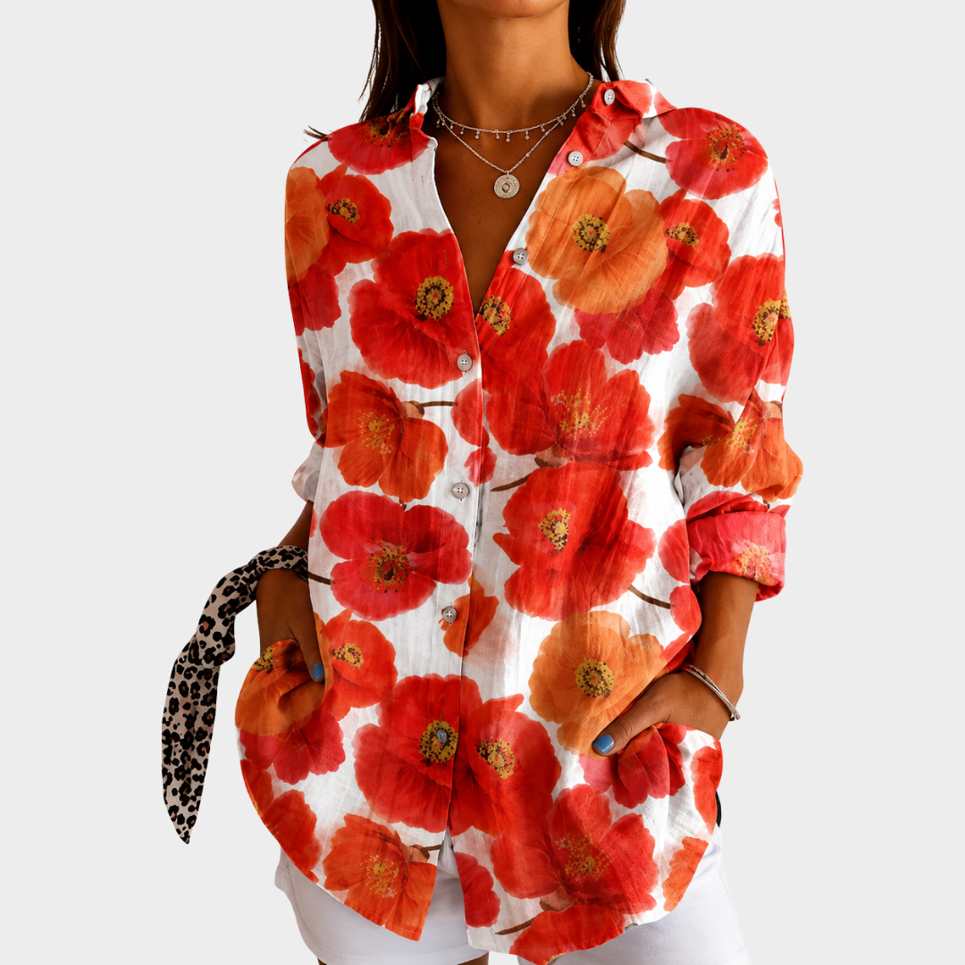 COLETTE™ | FARGERIK MØNSTRET BLUSE