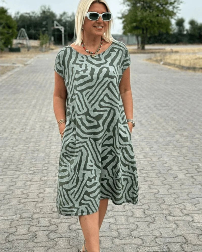 Sophia™ Rund Hals Sommerkjole — Grønn