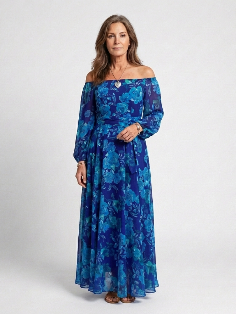 ISALINE™ | BLOMSTER SKULDERLØS MAXI-KJOLE