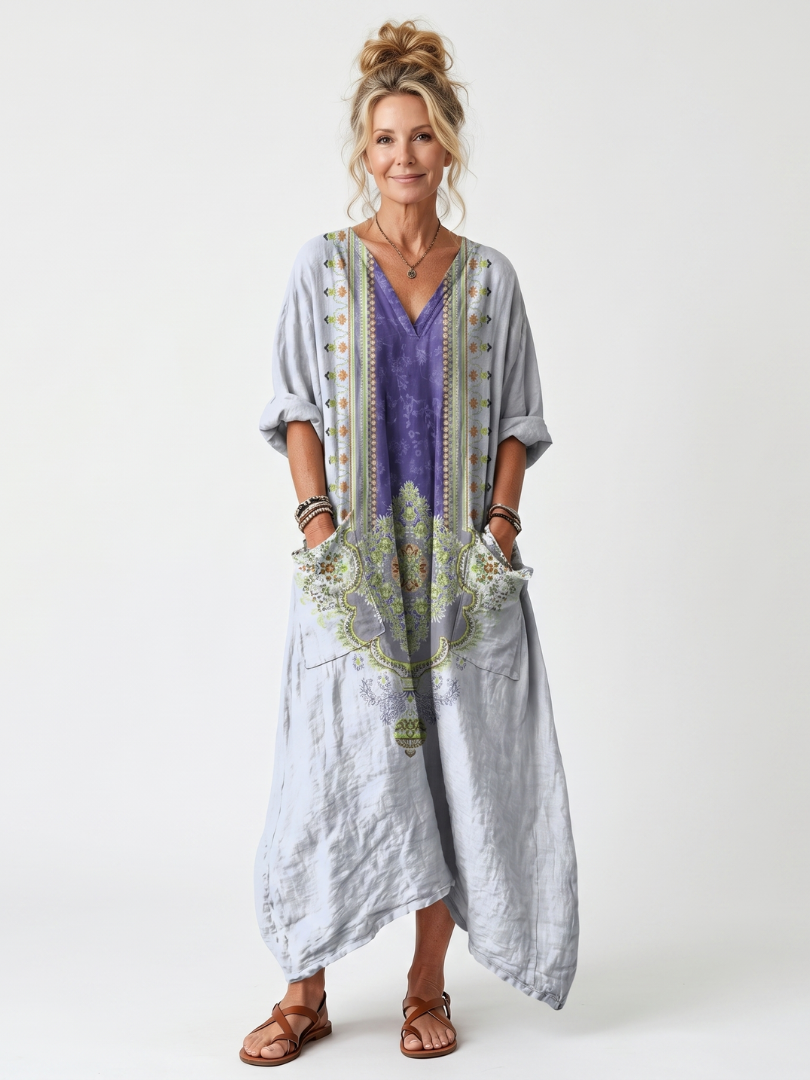 RAINA™ | BRODERT KONTRAST MIDI-KJOLE MED LOMMER