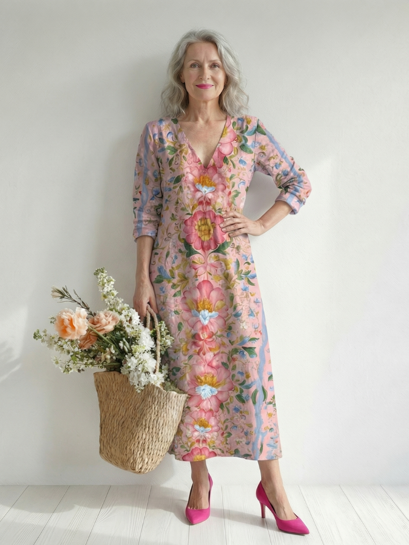 JULIEN™ | LETT FORM BLOMSTER MIDI-KJOLE