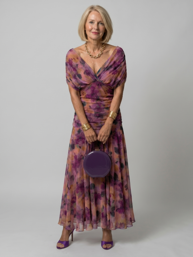 Calen | Off Shoulder Flytende Midikjole