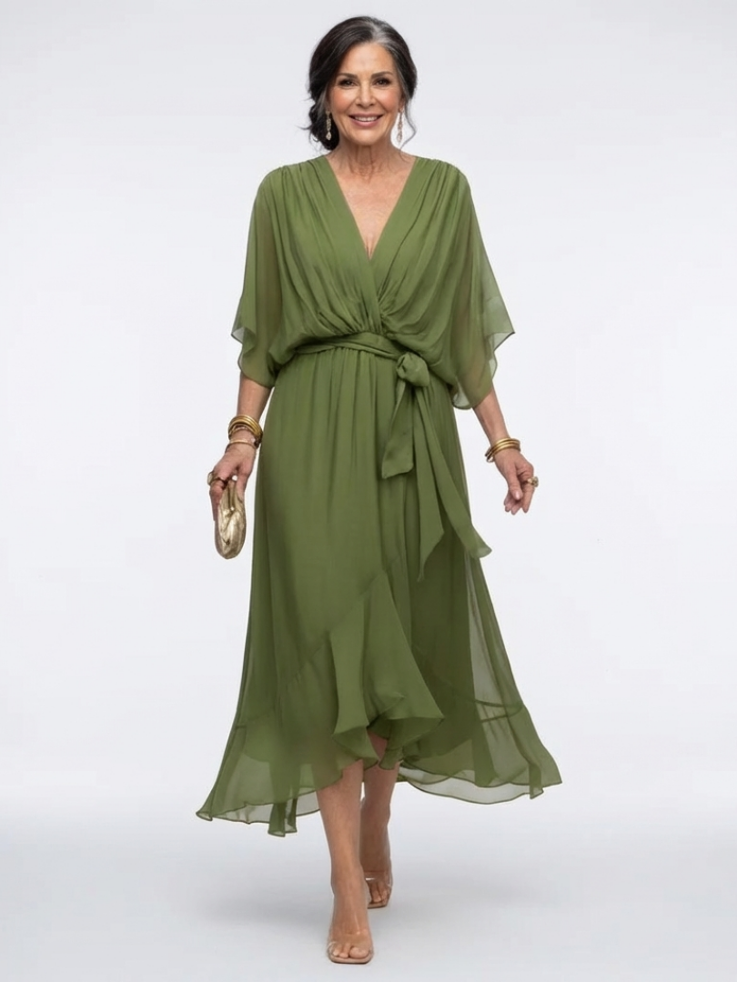 OLIVIA™ | NATURLIG DRAPER MIDI-KJOLE