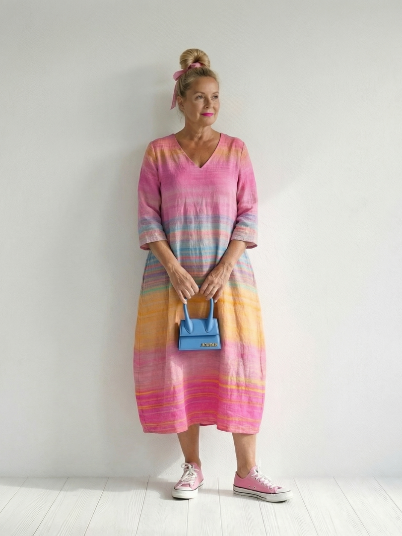 BLAKE™ | LETT GRADIENT STRIPE MIDI-KJOLE