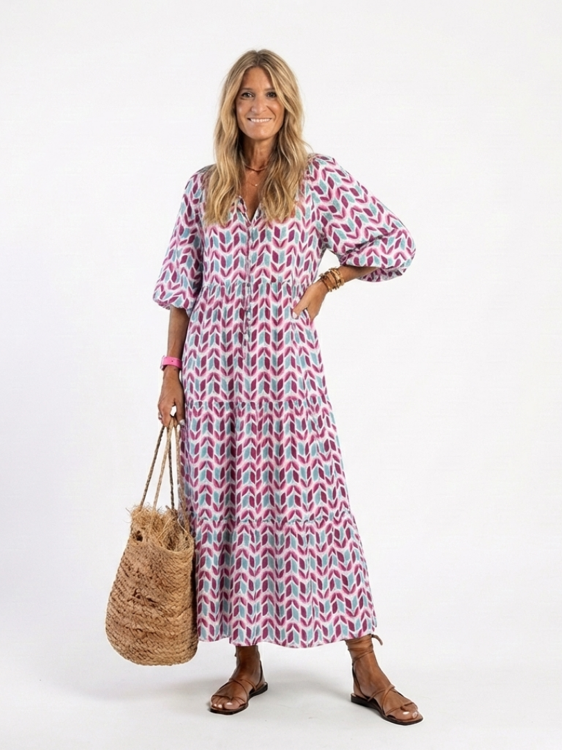 MIREYA™ | BOHEMISK GEOMETRISK LANGÆRMET MAXI-KJOLE