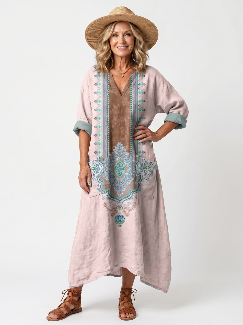 KENZA™ | BRODERT PANEL AVSLAPPET MIDI-KJOLE MED LOMMER