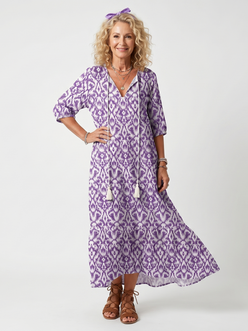 PENELOPE™ | PRINTED TASSEL MIDI-KJOLE