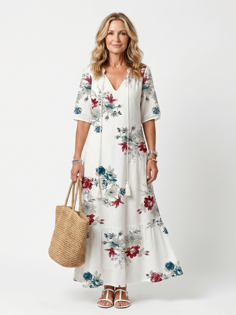 MAEVA™ | BLOMSTER TASSEL MIDI-KJOLE