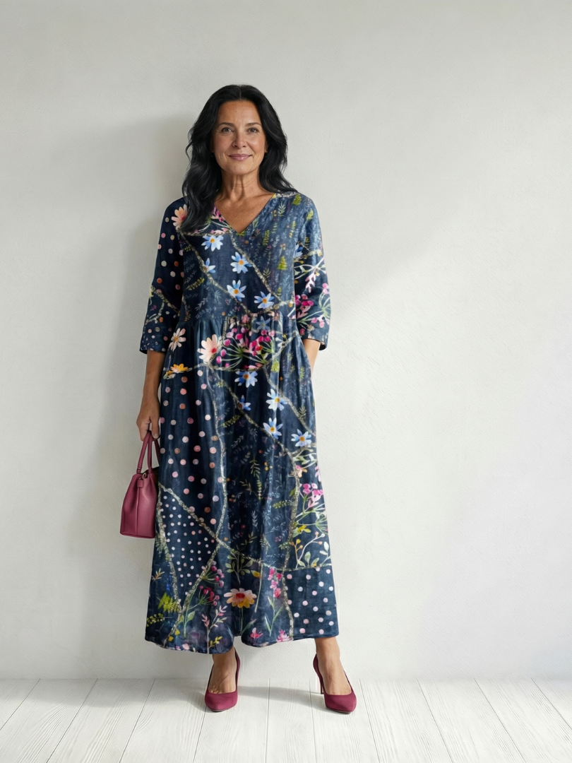 ZANE™ | LETT SAMLET BLOMSTER MIDI-KJOLE
