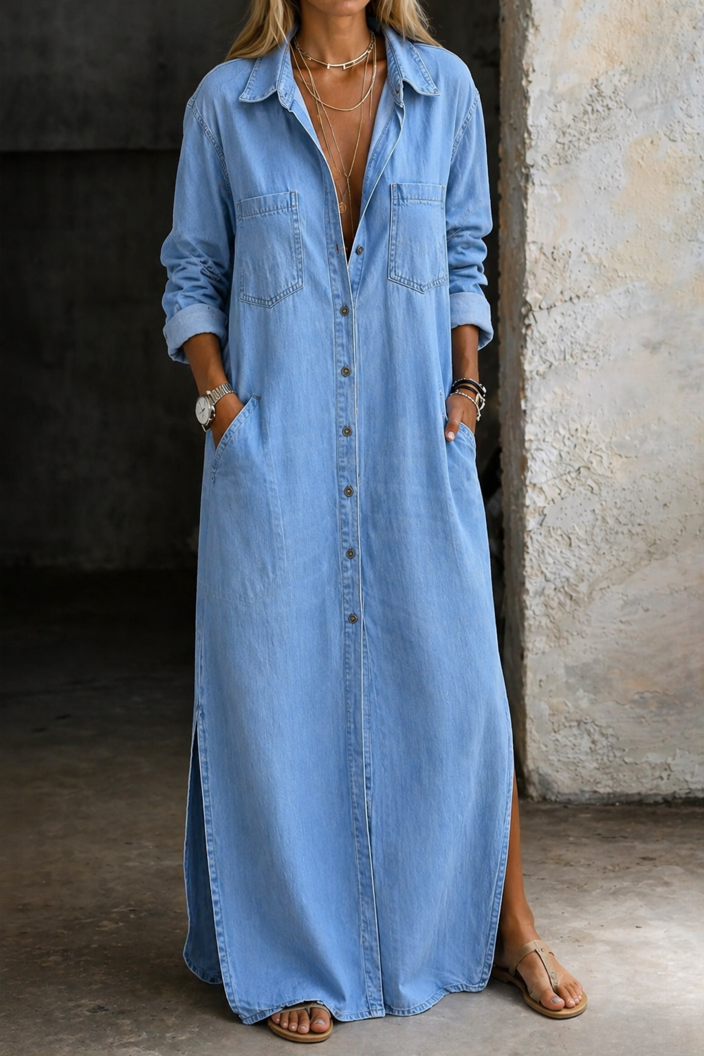 ANDREA™ | DENIM KNAPPEKJOLE