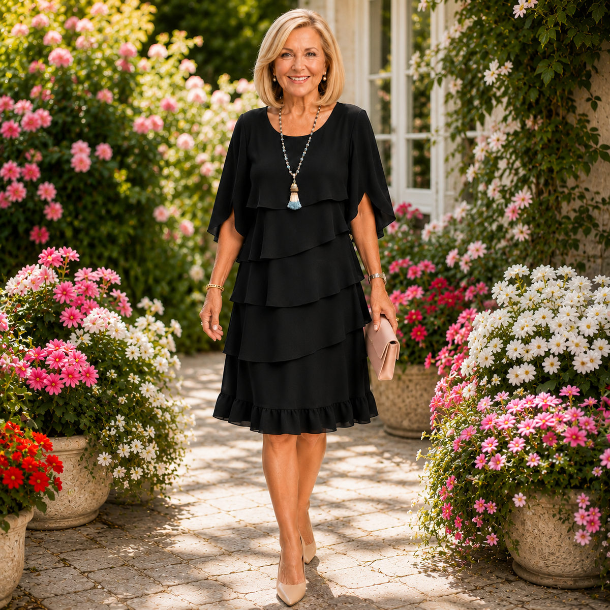 PATRICIA™ | ELEGANT VOLANG MIDI-KJOLE