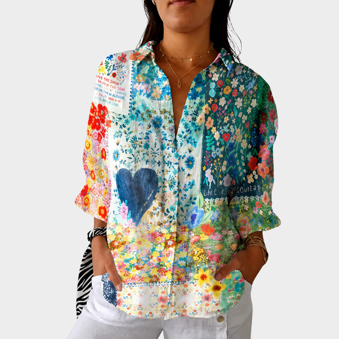 FABIENNE™ | FARGERIK MØNSTRET BLUSE