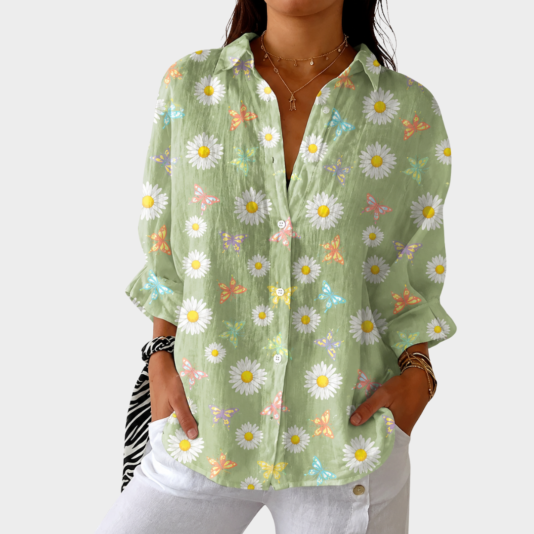 LUCIE™ | FARGERIK MØNSTRET BLUSE