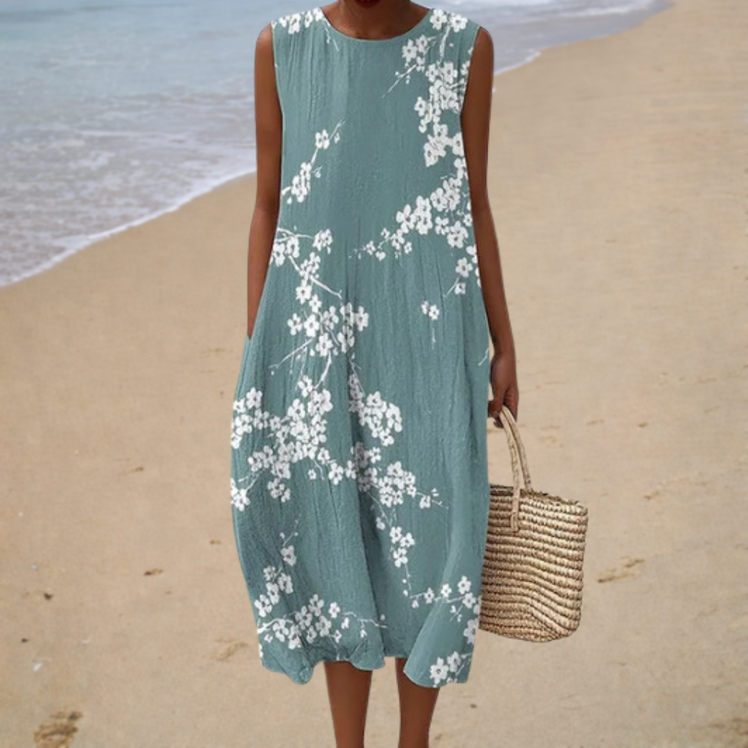 GENEVIÈVE FLORAL™ | MIDI FLORAL SOMMERKJOLE