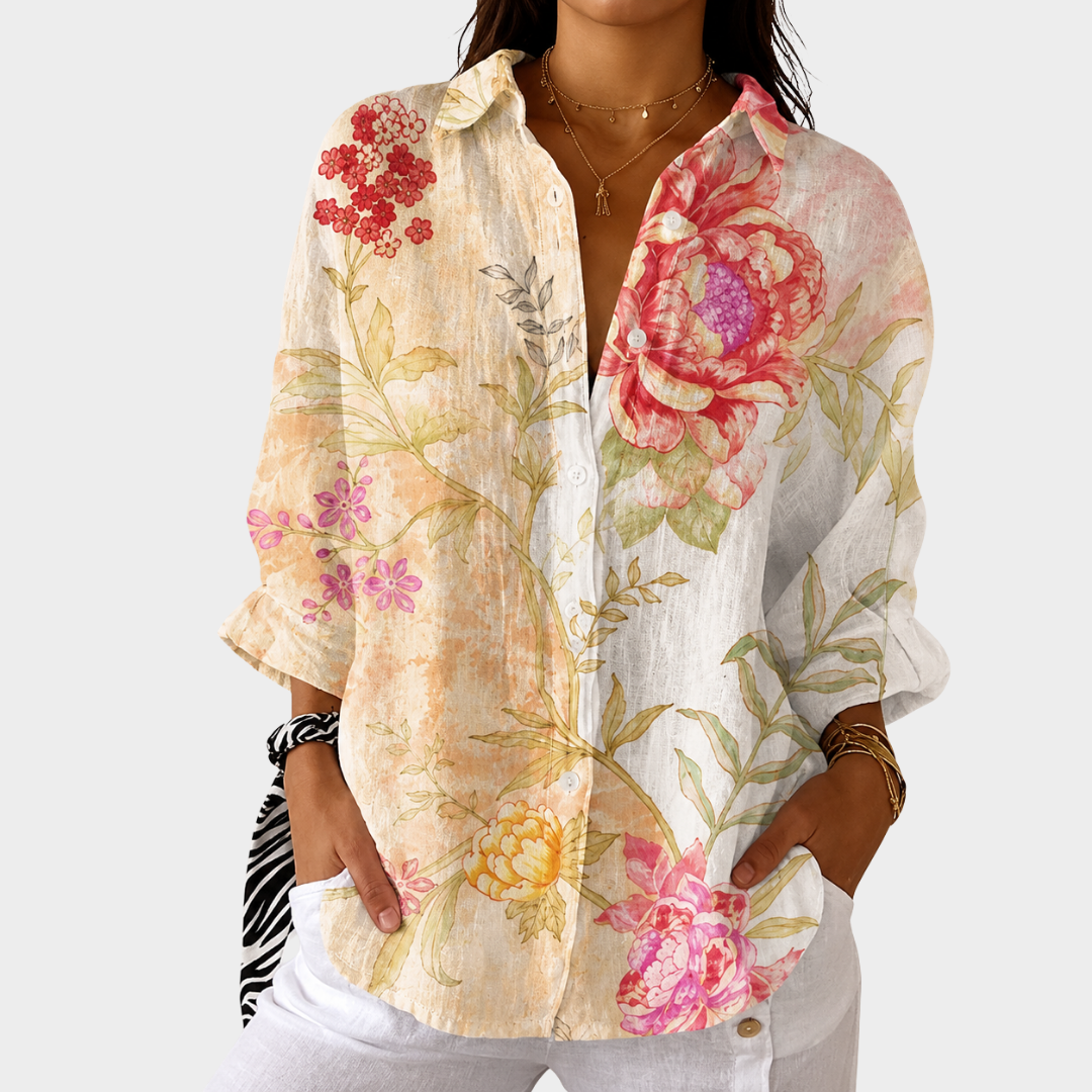 VALERIE™ | FARGERIK MØNSTRET BLUSE