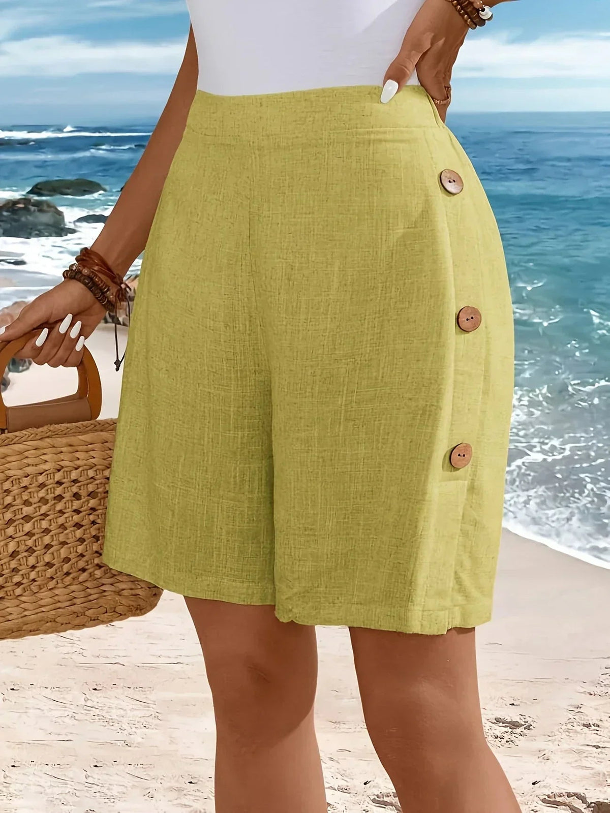 WHITNEY™ | KOMFORTABEL SHORTS MED KNAPPER