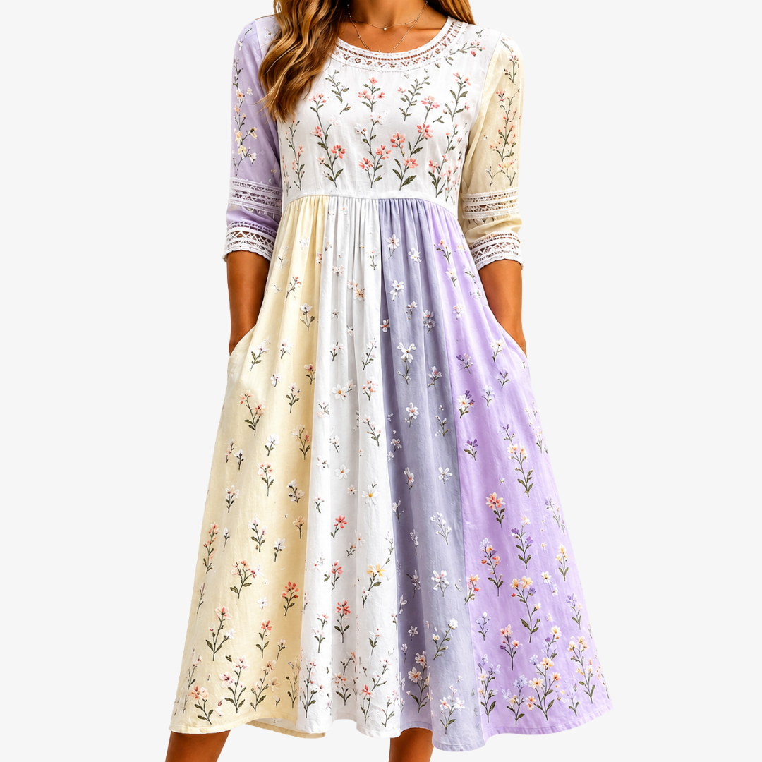 LAVENDER MEADOW™ | LAVENDEL ENG LAPPETEPPE MIDI-KJOLE