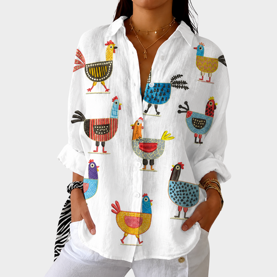SABINE™ | FARGERIK MØNSTRET BLUSE