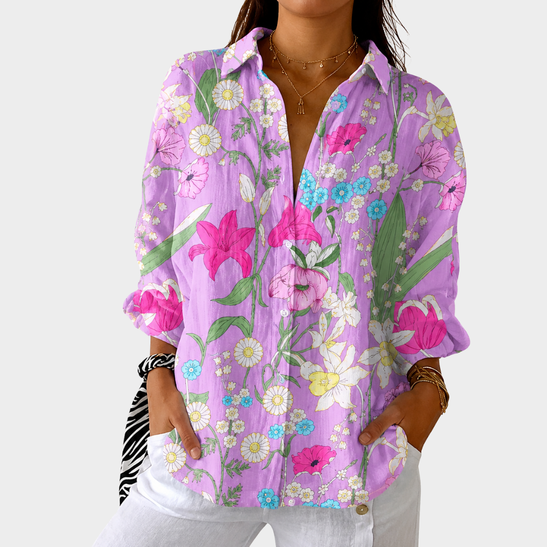 HENRIETTE™ | FARGERIK MØNSTRET BLUSE