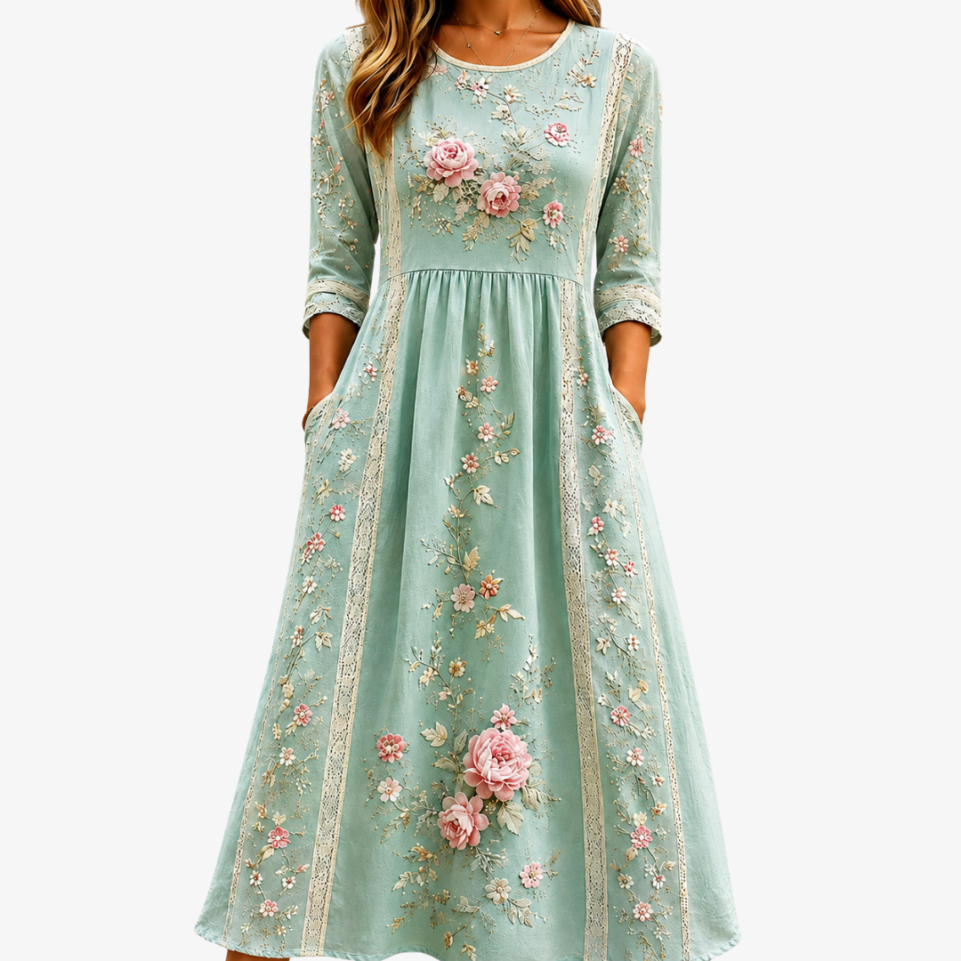 BLUSH ROSE GARDEN™ | ROSA ROSENTRÄDGÅRD GRASIØS MIDI-KJOLE