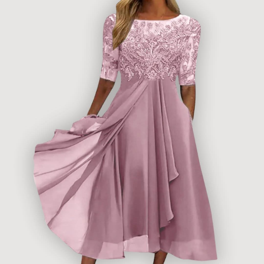 Elara™ Flytende Chiffongkjole — Rosa