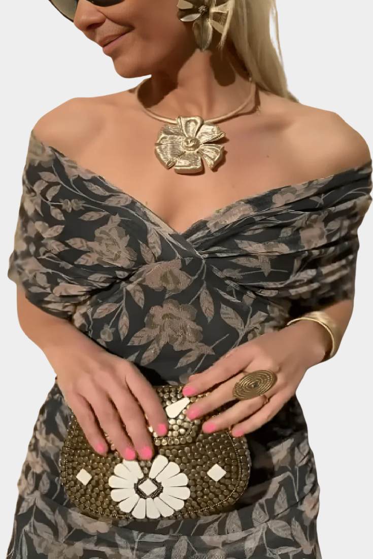 Sophia – Elegant plissékjole med blomsterprint