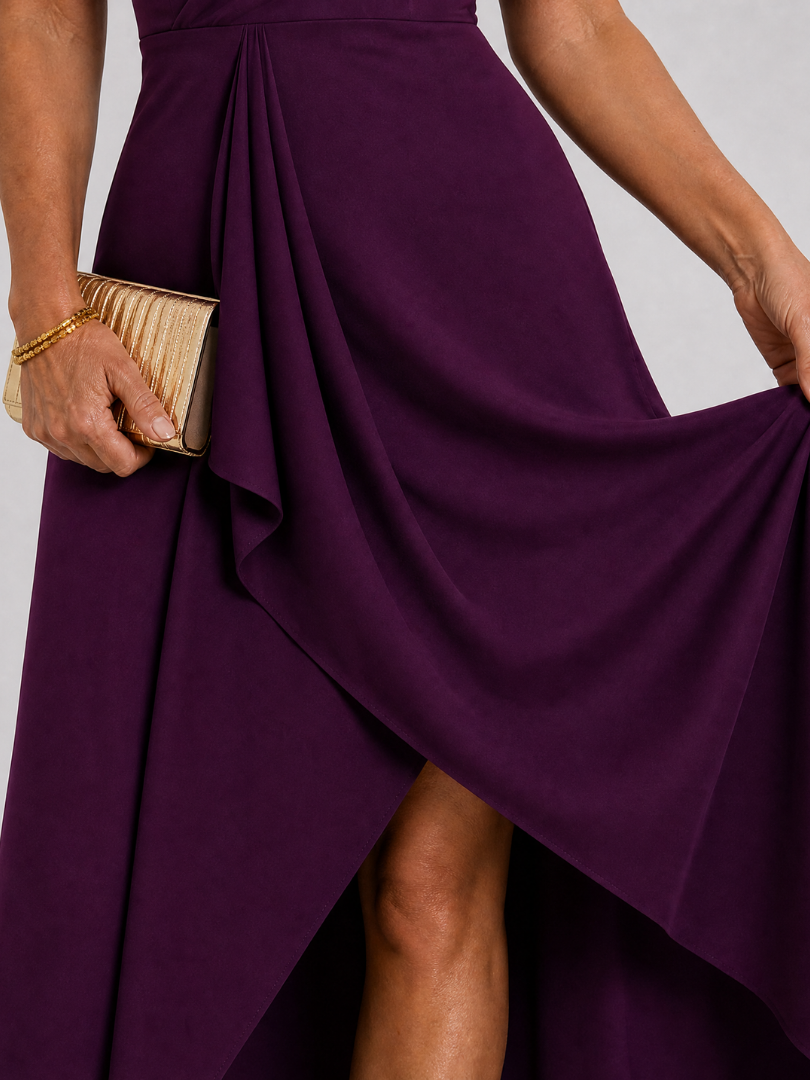 OKLA | ERMELØS WRAP HIGH-LOW MIDI-KJOLE