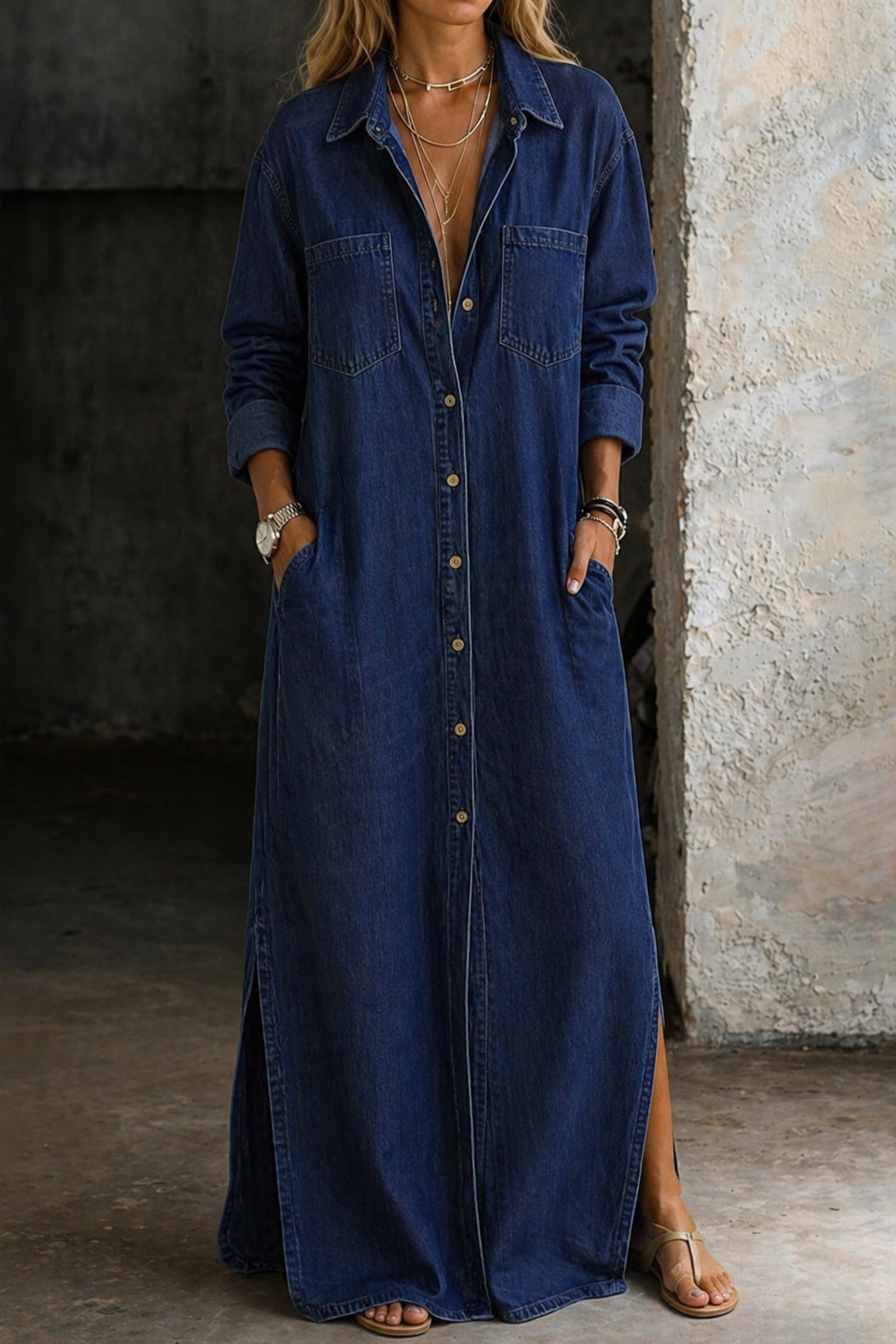 ANDREA™ | DENIM KNAPPEKJOLE