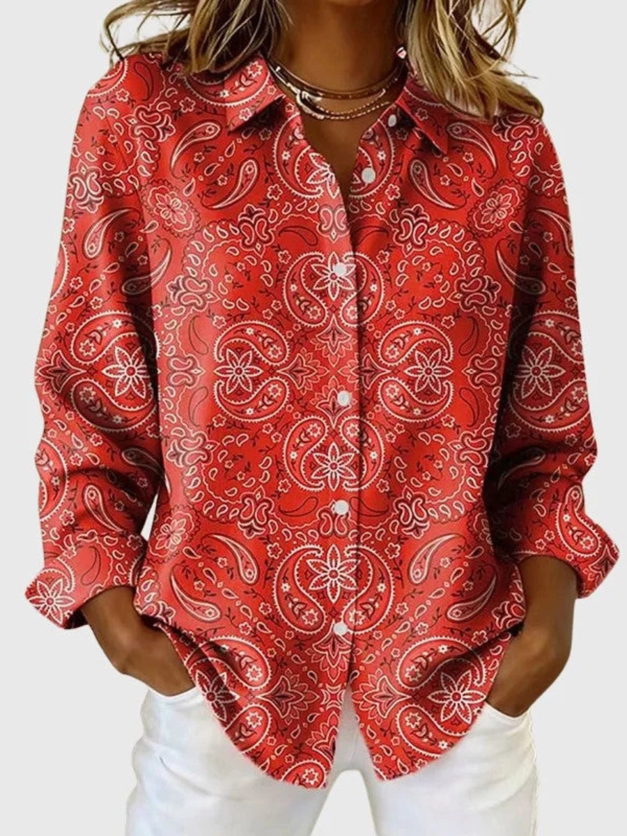 KAIA™ | VINTAGE KNAPPEBLUSE — Rød