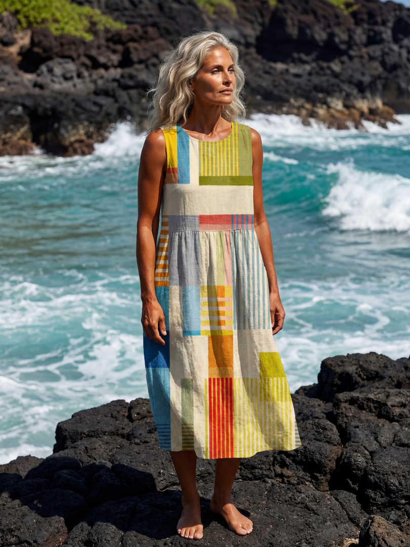 ESME™ | AVSLAPPET FARGERIK MIDI-KJOLE