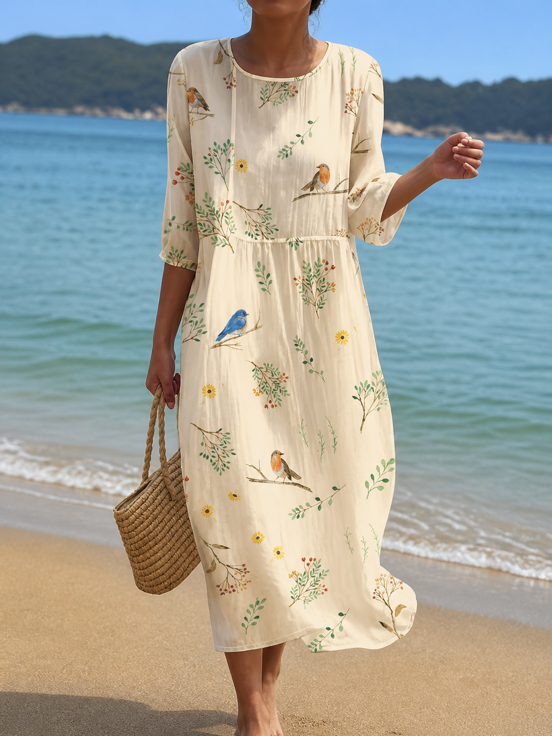 CLAUDETTE™ | AVSLAPPET BLOMSTERPRINT STRANDKJOLE